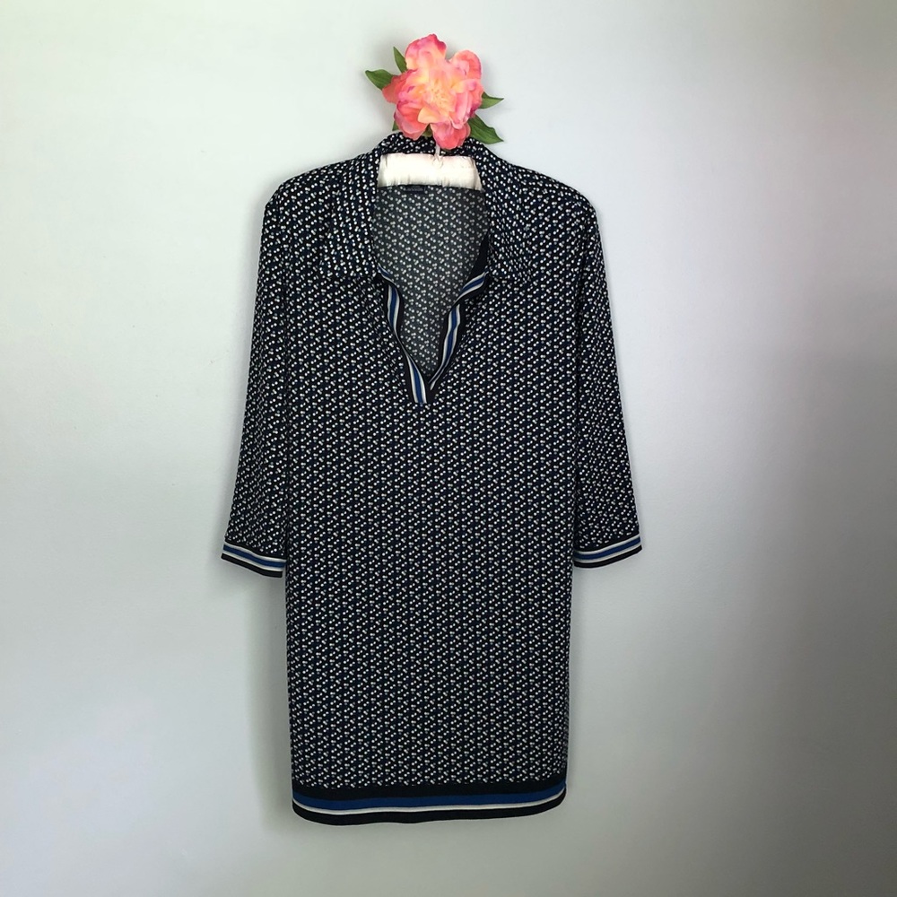 Max Edition Dress Black Geometric Print Shift Sz L